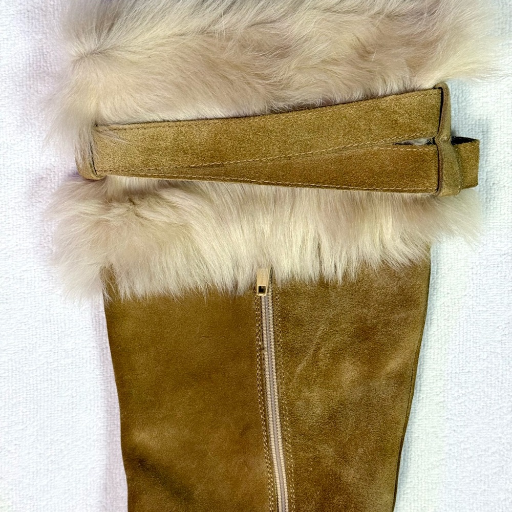 Coach Sharma Suede Wedge Boots with Fur Trim - Picture 6 of 8
